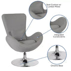 Poltrona lounge Merrick Lane stile "Egg" con schienale alto e base girevole in metallo a 360°