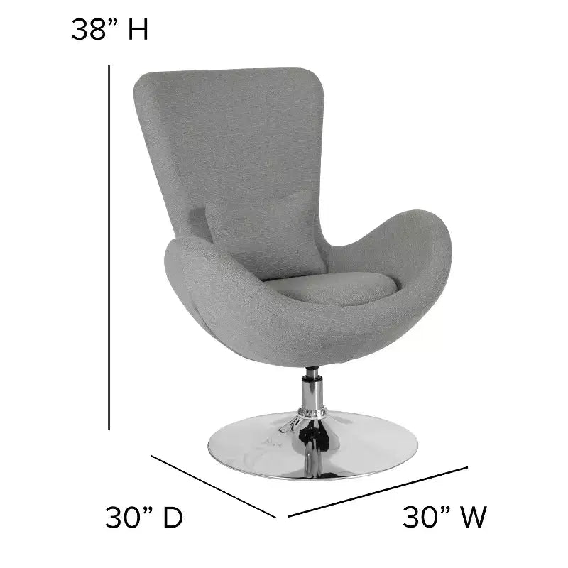Poltrona lounge Merrick Lane stile "Egg" con schienale alto e base girevole in metallo a 360°