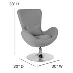 Poltrona lounge Merrick Lane stile "Egg" con schienale alto e base girevole in metallo a 360°