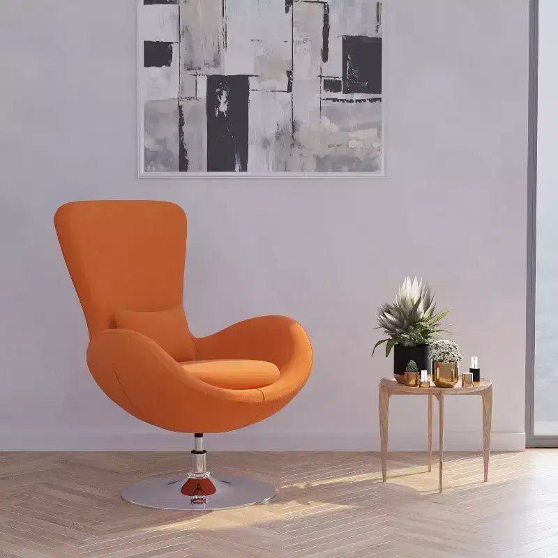 Poltrona lounge Merrick Lane stile "Egg" con schienale alto e base girevole in metallo a 360°