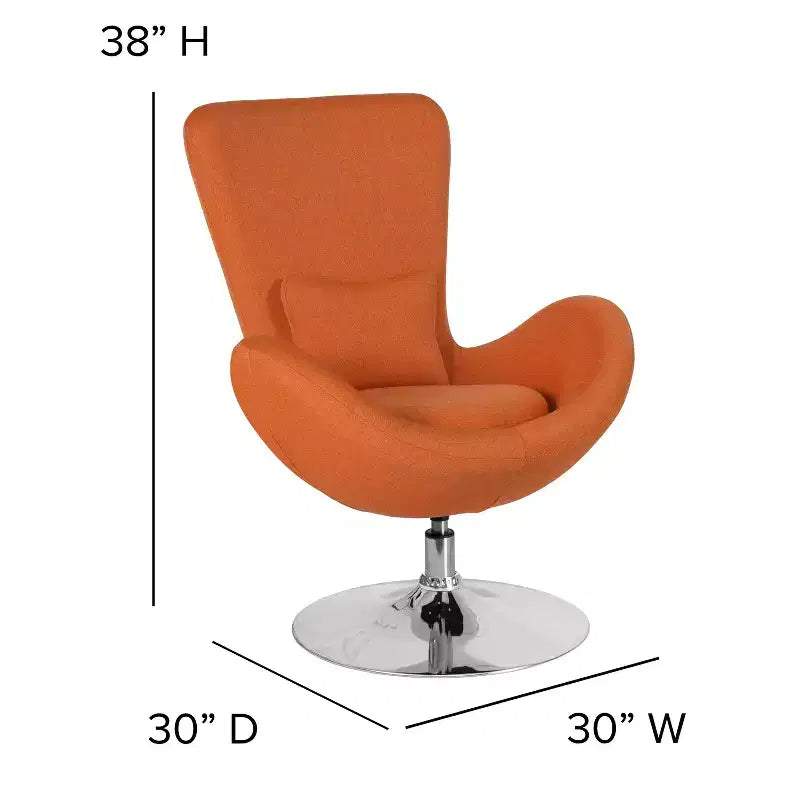 Poltrona lounge Merrick Lane stile "Egg" con schienale alto e base girevole in metallo a 360°