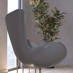 Poltrona lounge Merrick Lane stile "Egg" con schienale alto e base girevole in metallo a 360°