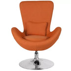 Poltrona lounge Merrick Lane stile "Egg" con schienale alto e base girevole in metallo a 360°
