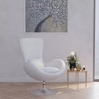 Poltrona lounge Merrick Lane stile "Egg" con schienale alto e base girevole in metallo a 360°