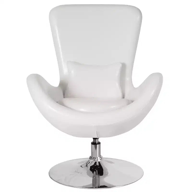Poltrona lounge Merrick Lane stile "Egg" con schienale alto e base girevole in metallo a 360°