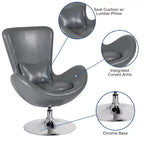 Poltrona lounge Merrick Lane stile "Egg" con schienale alto e base girevole in metallo a 360°