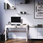 Scrivania da computer HOMCOM per ufficio, scrivania rustica, postazione di lavoro in stile farmhouse con cassetto portaoggetti, telaio a X