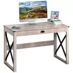 Scrivania da computer HOMCOM per ufficio, scrivania rustica, postazione di lavoro in stile farmhouse con cassetto portaoggetti, telaio a X