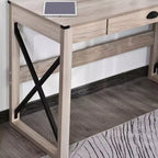 Scrivania da computer HOMCOM per ufficio, scrivania rustica, postazione di lavoro in stile farmhouse con cassetto portaoggetti, telaio a X