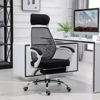 Vinsetto Sedia da Ufficio Ergonomica con Schienale Alto in Rete, Girevole, Reclinabile, con Poggiapiedi Estraibile, Poggiatesta e Braccioli Imbottiti