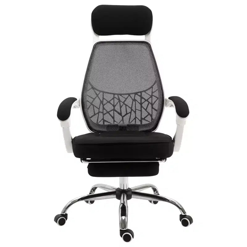 Vinsetto Sedia da Ufficio Ergonomica con Schienale Alto in Rete, Girevole, Reclinabile, con Poggiapiedi Estraibile, Poggiatesta e Braccioli Imbottiti
