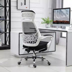 Vinsetto Sedia da Ufficio Ergonomica con Schienale Alto in Rete, Girevole, Reclinabile, con Poggiapiedi Estraibile, Poggiatesta e Braccioli Imbottiti