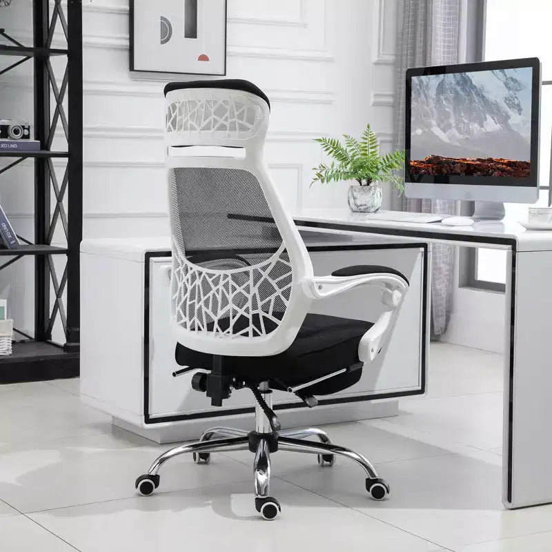 Vinsetto Sedia da Ufficio Ergonomica con Schienale Alto in Rete, Girevole, Reclinabile, con Poggiapiedi Estraibile, Poggiatesta e Braccioli Imbottiti