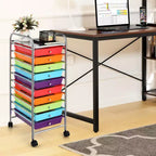 Costway Carrello Portaoggetti a 10 Cassetti con Ruote Organizer per Scrapbook Ufficio Scuola Multicolore