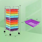 Costway Carrello Portaoggetti a 10 Cassetti con Ruote Organizer per Scrapbook Ufficio Scuola Multicolore