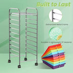 Costway Carrello Portaoggetti a 10 Cassetti con Ruote Organizer per Scrapbook Ufficio Scuola Multicolore