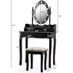 Costway Set Toilette da Trucco con 10 Lampadine Dimmerabili Sgabello Imbottito
