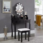 Costway Set Toilette da Trucco con 10 Lampadine Dimmerabili Sgabello Imbottito