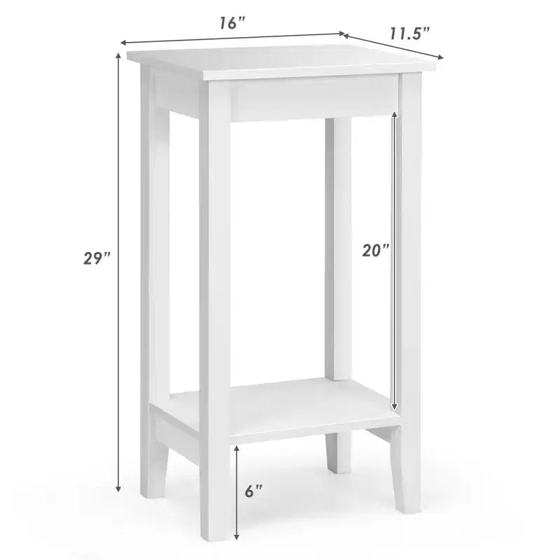 Costway 2 Comodini a 2 Livelli Tavolino da Caffè Gambe in Legno Camera da Letto