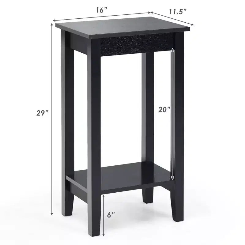 Costway 2 Comodini a 2 Livelli Tavolino da Caffè Gambe in Legno Camera da Letto