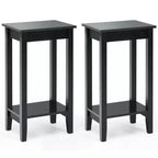 Costway 2PCS 2-Tier Nightstand End Side Table Coffee Table Wooden Legs Bedroom