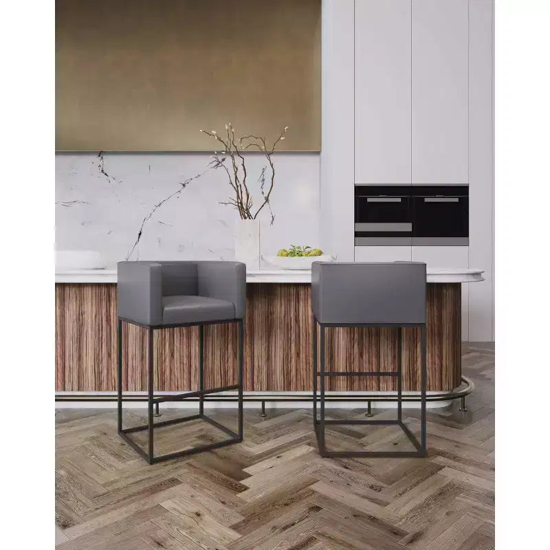 Set di 3 Sgabelli da Bar Imbottiti Embassy in Metallo - Manhattan Comfort