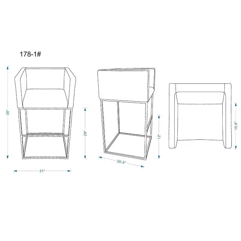 Set di 3 Sgabelli da Bar Imbottiti Embassy in Metallo - Manhattan Comfort