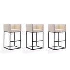 Set of 3 Embassy Upholstered Metal Barstools - Manhattan Comfort