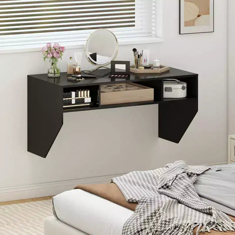 Costway Tavolo Computer da Parete Scrivania Fluttuante Robusta Ufficio Casa Mobile Ripiano Contenitore