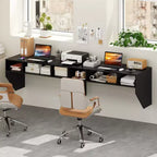 Costway Tavolo Computer da Parete Scrivania Fluttuante Robusta Ufficio Casa Mobile Ripiano Contenitore