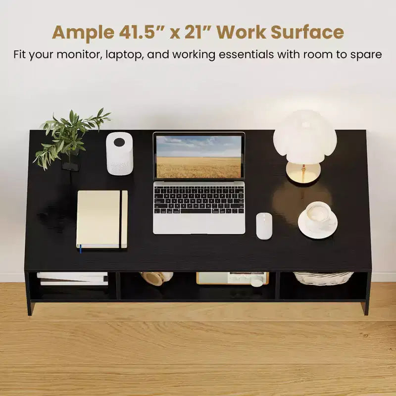 Costway Tavolo Computer da Parete Scrivania Fluttuante Robusta Ufficio Casa Mobile Ripiano Contenitore