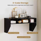 Costway Tavolo Computer da Parete Scrivania Fluttuante Robusta Ufficio Casa Mobile Ripiano Contenitore
