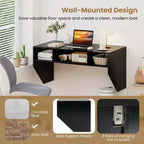 Costway Tavolo Computer da Parete Scrivania Fluttuante Robusta Ufficio Casa Mobile Ripiano Contenitore
