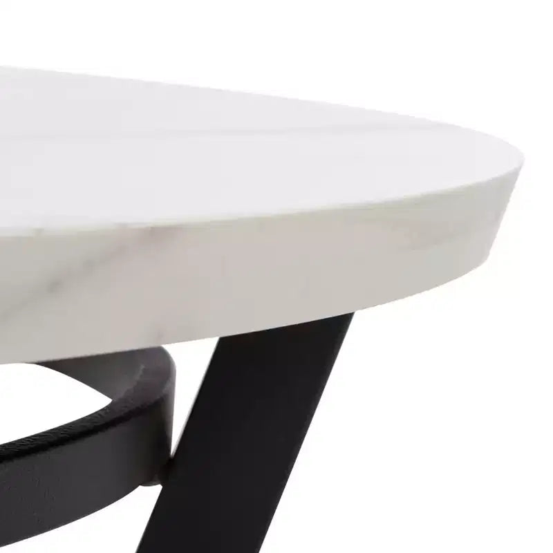 Tavolino ovale Placido - Marmo Bianco/Nero - Safavieh
