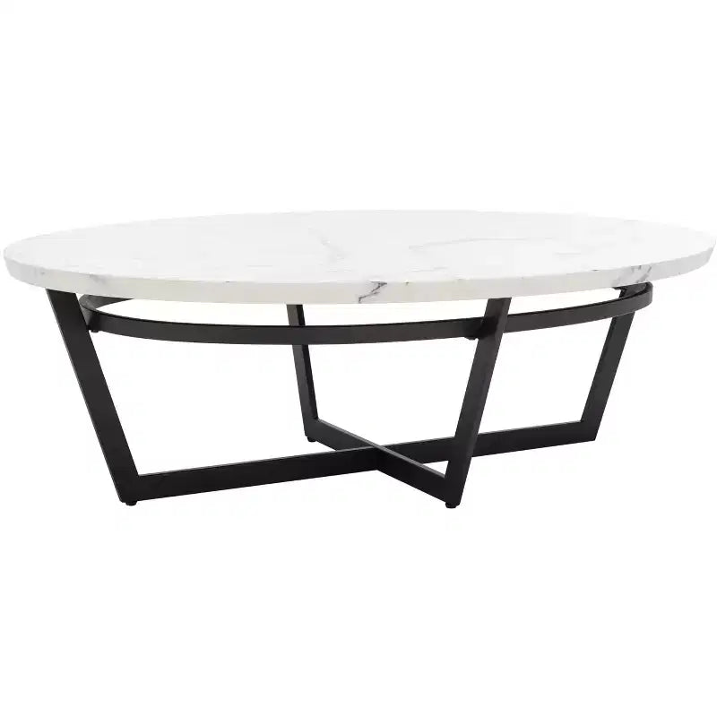 Tavolino ovale Placido - Marmo Bianco/Nero - Safavieh