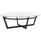 Tavolino ovale Placido - Marmo Bianco/Nero - Safavieh