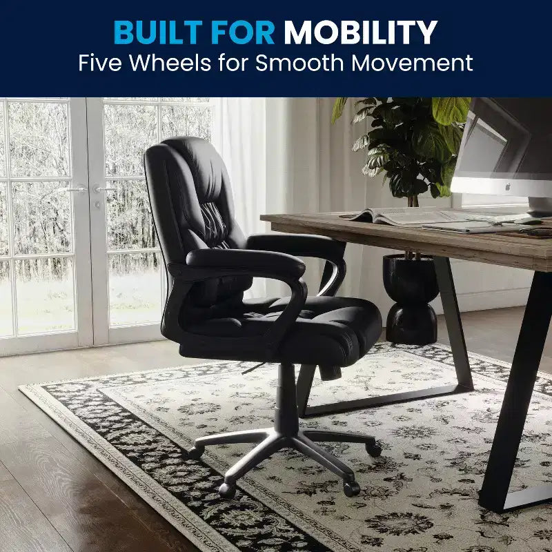Flash Furniture Flash Fundamentals Sedia da Ufficio Girevole Big & Tall in LeatherSoft con Braccioli Imbottiti, Portata 181 kg