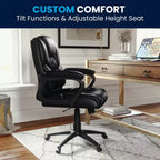 Flash Furniture Flash Fundamentals Sedia da Ufficio Girevole Big & Tall in LeatherSoft con Braccioli Imbottiti, Portata 181 kg