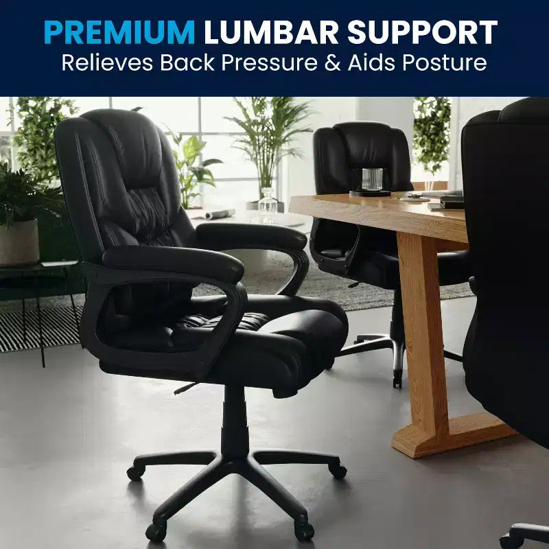 Flash Furniture Flash Fundamentals Sedia da Ufficio Girevole Big & Tall in LeatherSoft con Braccioli Imbottiti, Portata 181 kg