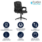Flash Furniture Flash Fundamentals Sedia da Ufficio Girevole Big & Tall in LeatherSoft con Braccioli Imbottiti, Portata 181 kg