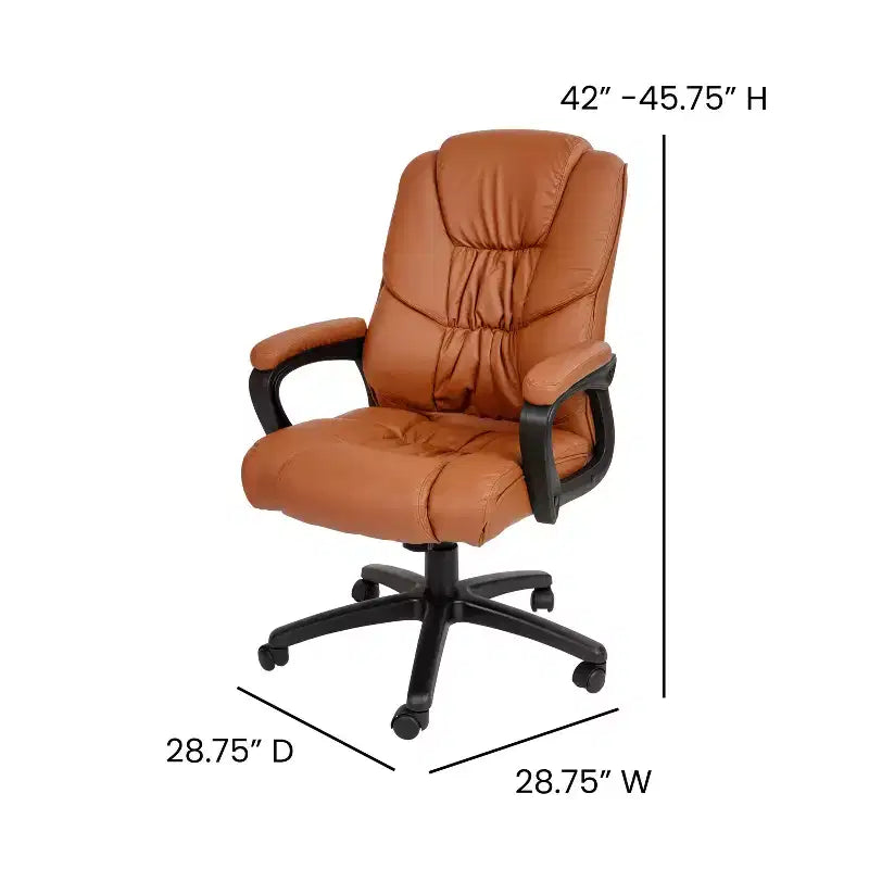 Flash Furniture Flash Fundamentals Sedia da Ufficio Girevole Big & Tall in LeatherSoft con Braccioli Imbottiti, Portata 181 kg