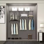 Costway Kit Organizzatore per Armadio Personalizzato da 3 a 5 Piedi, Sistema Guardaroba a Parete con Asta Appendiabiti, Grigio