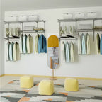 Costway Kit Organizzatore per Armadio Personalizzato da 3 a 5 Piedi, Sistema Guardaroba a Parete con Asta Appendiabiti, Grigio