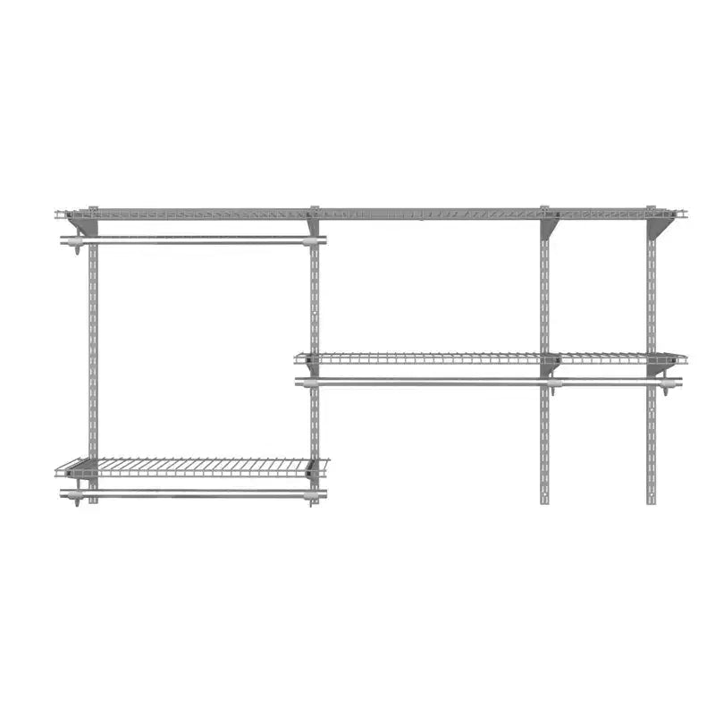 Costway Kit Organizzatore per Armadio Personalizzato da 3 a 5 Piedi, Sistema Guardaroba a Parete con Asta Appendiabiti, Grigio