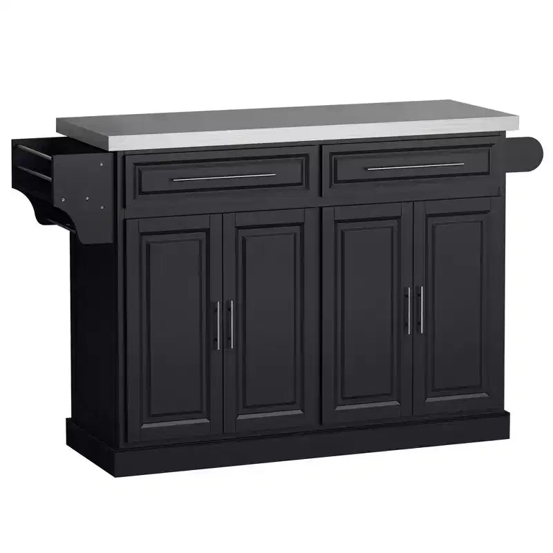 HOMCOM Portable Multi-Storage Rolling Kitchen Island Storage Cart with Stainless Steel Top & Cabinet on Wheels
