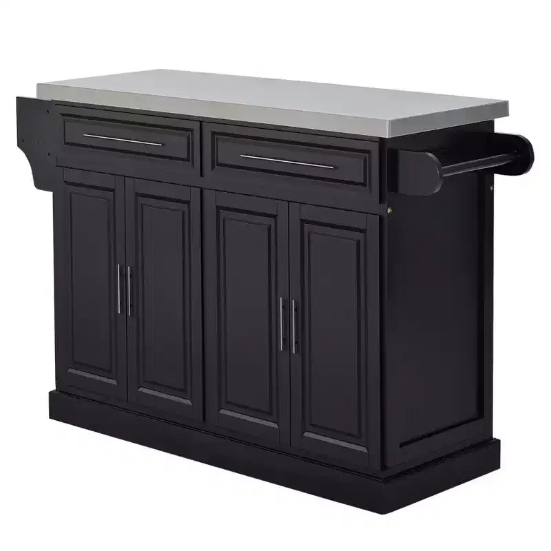 HOMCOM Carrello da Cucina Isola Salvaspazio su Ruote con Ruote, Top in Acciaio Inox e Mobiletto