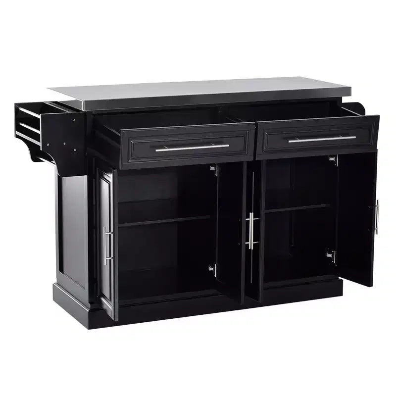 HOMCOM Carrello da Cucina Isola Salvaspazio su Ruote con Ruote, Top in Acciaio Inox e Mobiletto