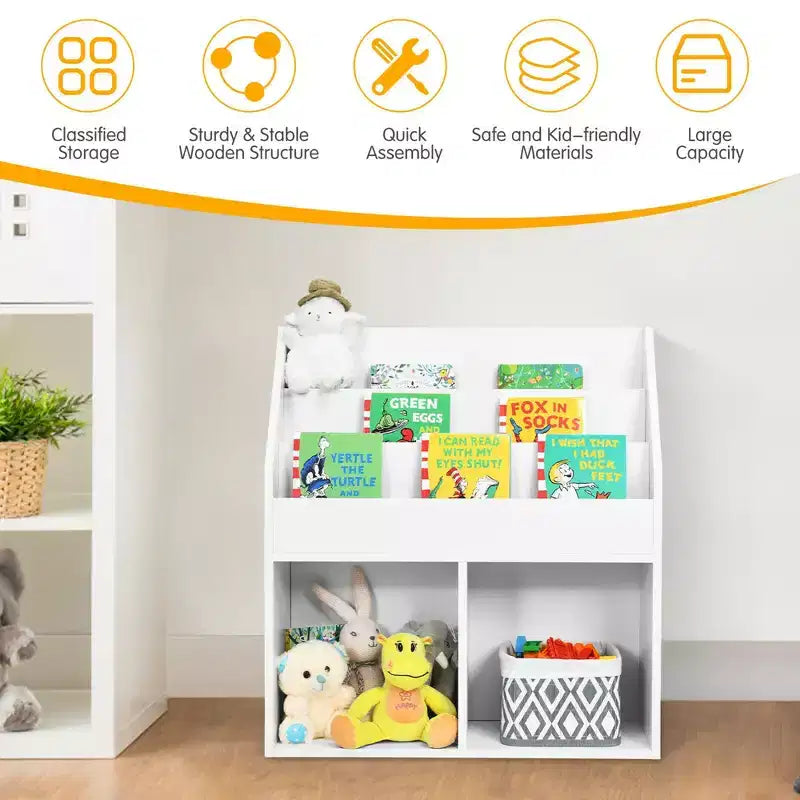 Costway Libreria per Bambini Scaffale in Legno Mobile Organizzatore Giocattoli