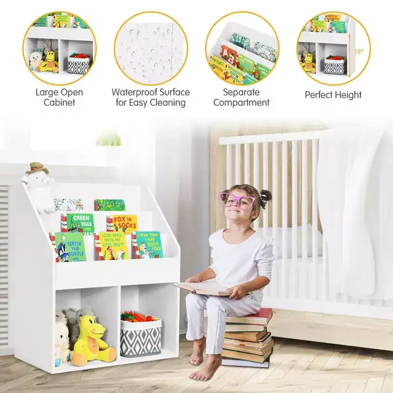 Costway Libreria per Bambini Scaffale in Legno Mobile Organizzatore Giocattoli