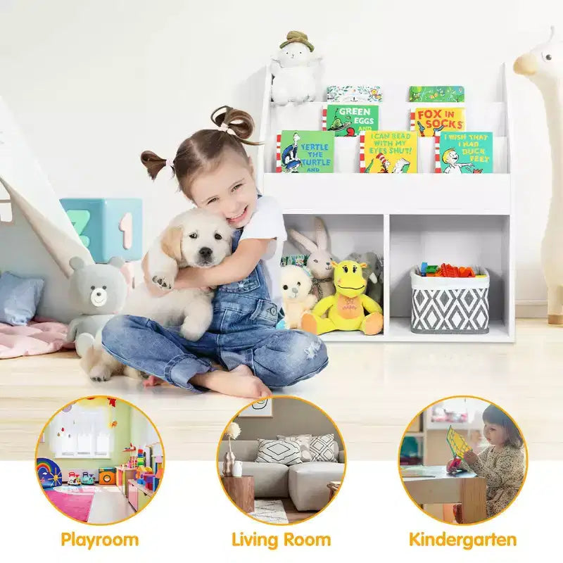 Costway Libreria per Bambini Scaffale in Legno Mobile Organizzatore Giocattoli